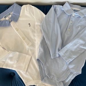 2 Jacadi Paris boy bodysuit with Oxford collar 24M